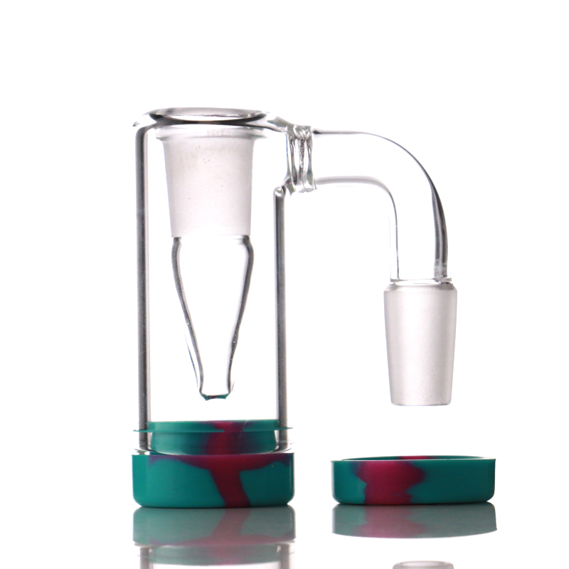 

14mm Male Glass Ash Catcher smoking pipes with colors silicone contain straight bong water bongs oil rig