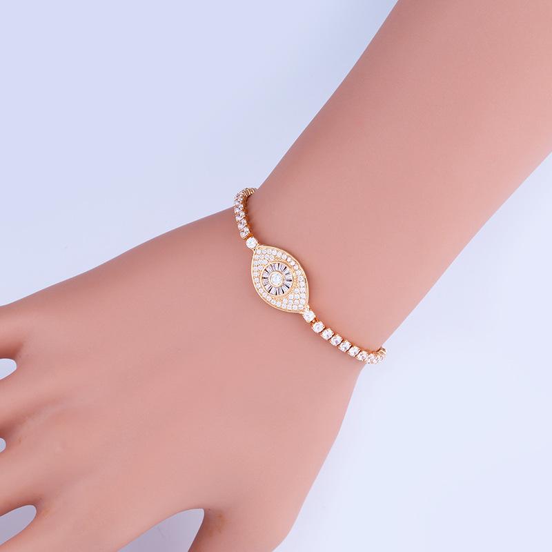 

Charm Bracelets 1pcs 2021 Fine Jewelry Evil Eye Gold Color Pave White Shiny Bling CZ Charms Adjustable Link Braclet For Women Gift