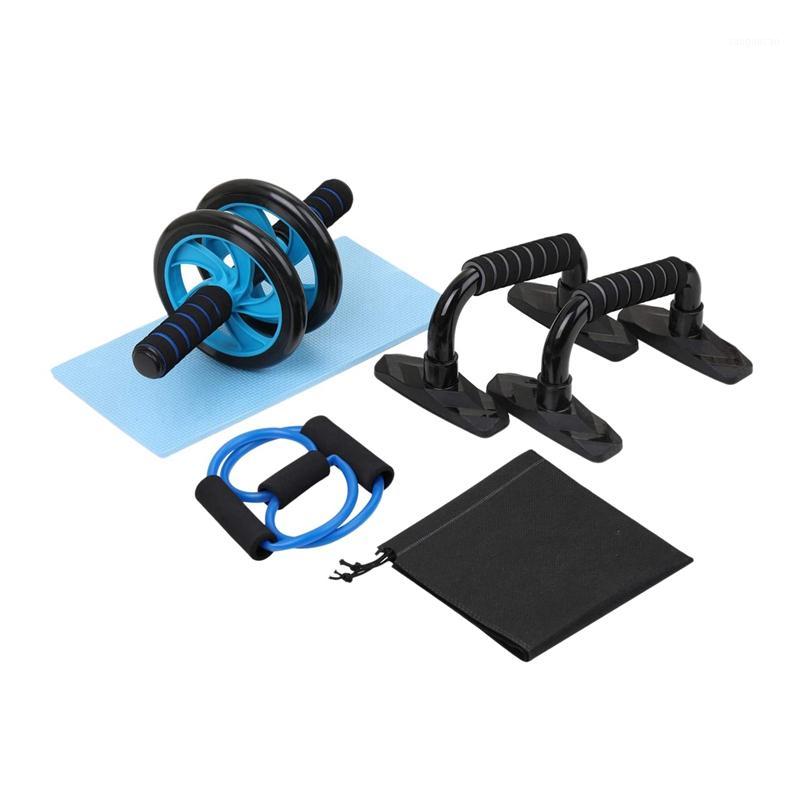 

5-In-1 Muscle Trainer Wheel Roller Kit AB Wheel Abdominal Roller with Push UP Bar Jump Rope Knee Pad for Home Exercise1, Black