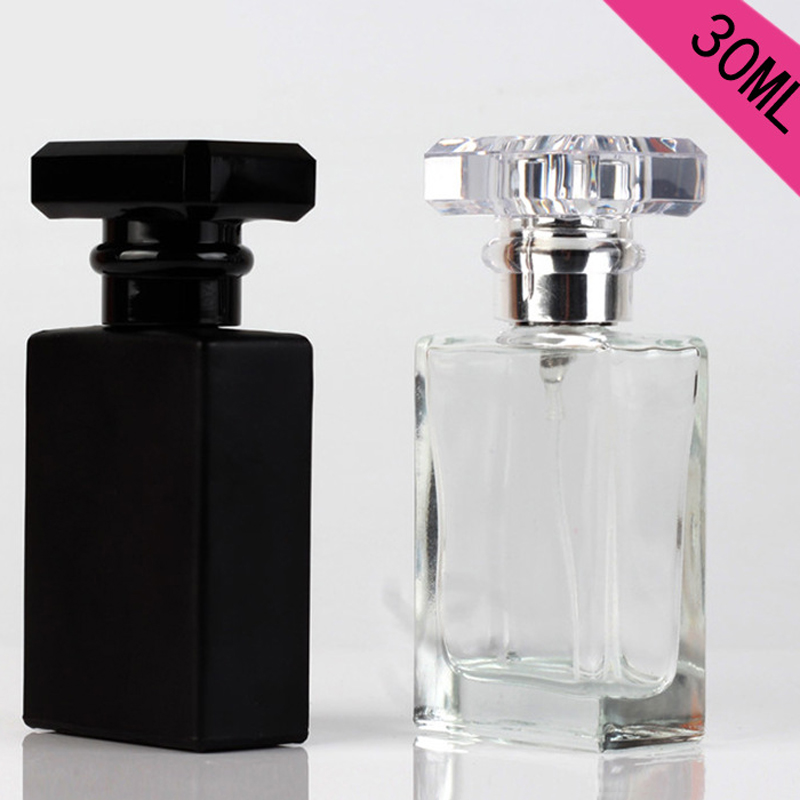 

30ml Glass Perfume Spray Bottles Portable Atomizer Empty Refillable Clear Black Travel Cosmetic Container Parfum Empty Bottles VT1959