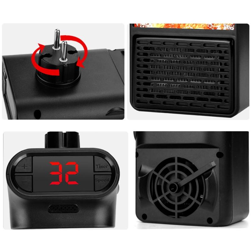 

Portable Ceramic Space Heater Electric Fireplace Heater Fan Thermostat Control M6CB