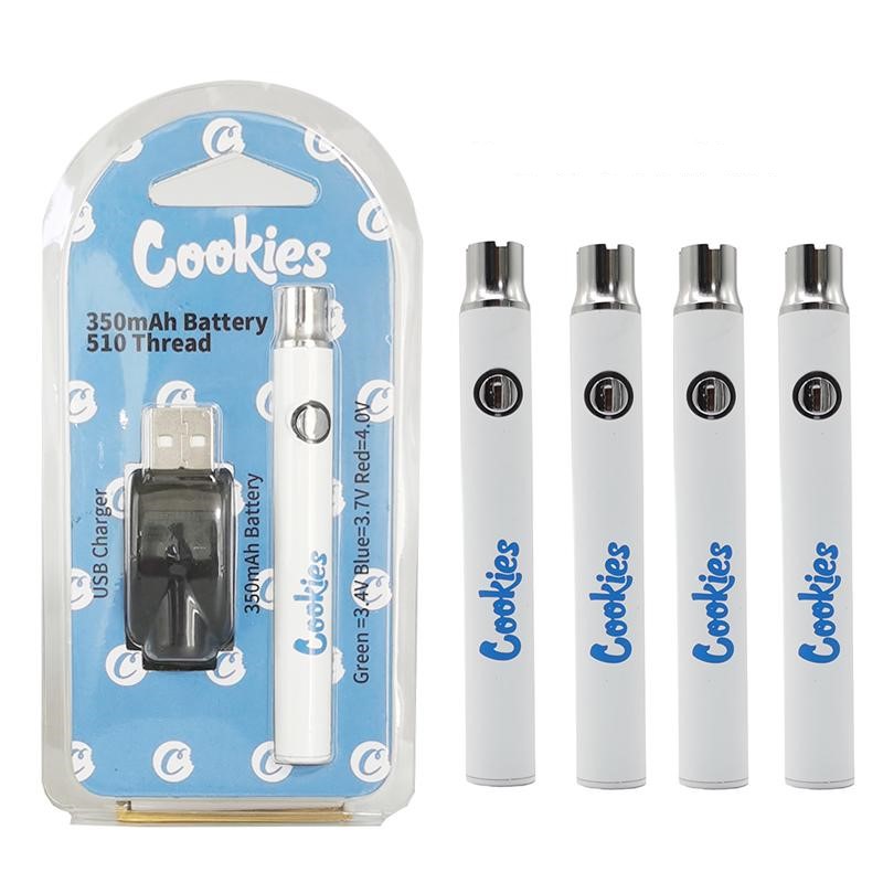 

Cookies Preheating Battery USB Charger Kit 510 Thread Vape Pen Preheat Batteries 350mah VV Variable Voltage for 510 Atomizers Cookies carts