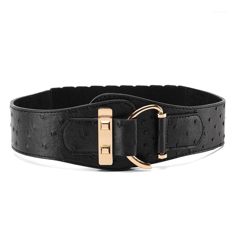 

Ladies Patent Elastic Belt Girls Fashion High Elastic Belt Joker Decorative Dress Waistband Female Leather Wide Waistbelt B-84281, Black