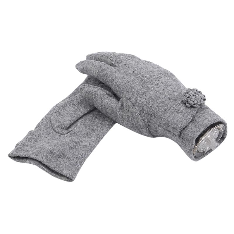

Elegant Female Wool Touch Screen Gloves Winter Women Warm Cashmere Full Finger Leather Bow Dotted Embroidery Gloves Fashion