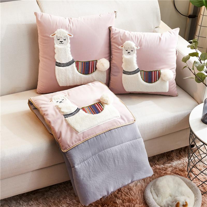 

Blanket Simple Solid Color Car Sofa Pillow Quilt Dual Purpose Multifunctional Folding Cushion Quilt Festival Gift Pillow