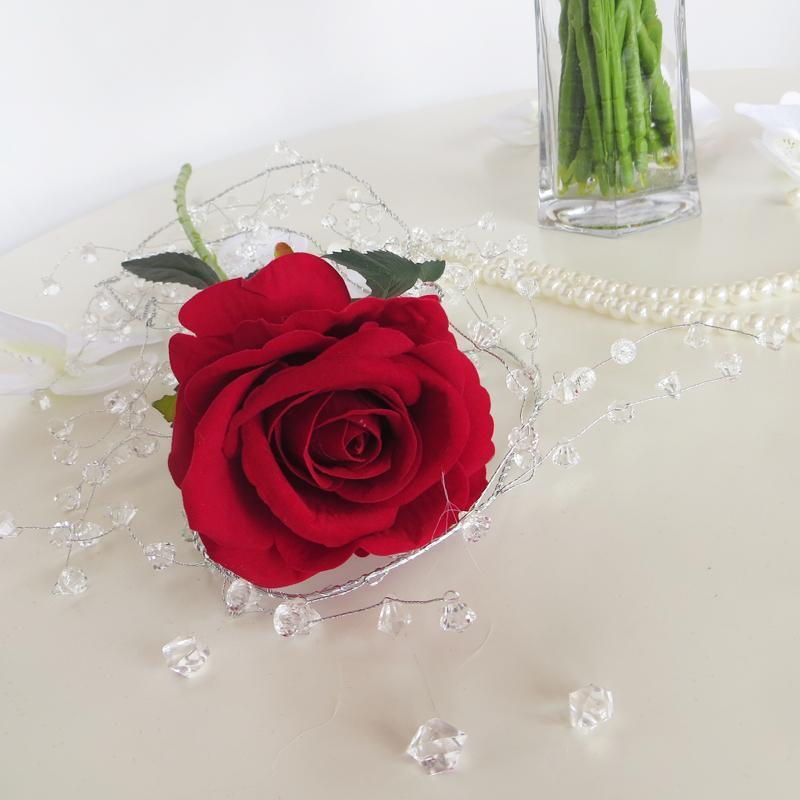 

10 PCS High Quality Flannelette Red Rose Luxurious Rose Flower Real Touch Single Head for Wedding Home Decortion1, Pink