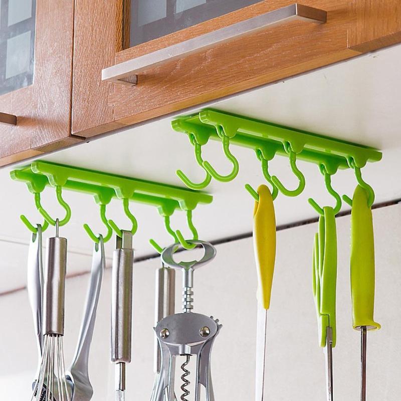 

Home Bathroom Kitchen Plastic Hanger Rack Towel Hat Utensil Wall Mounted Hook
