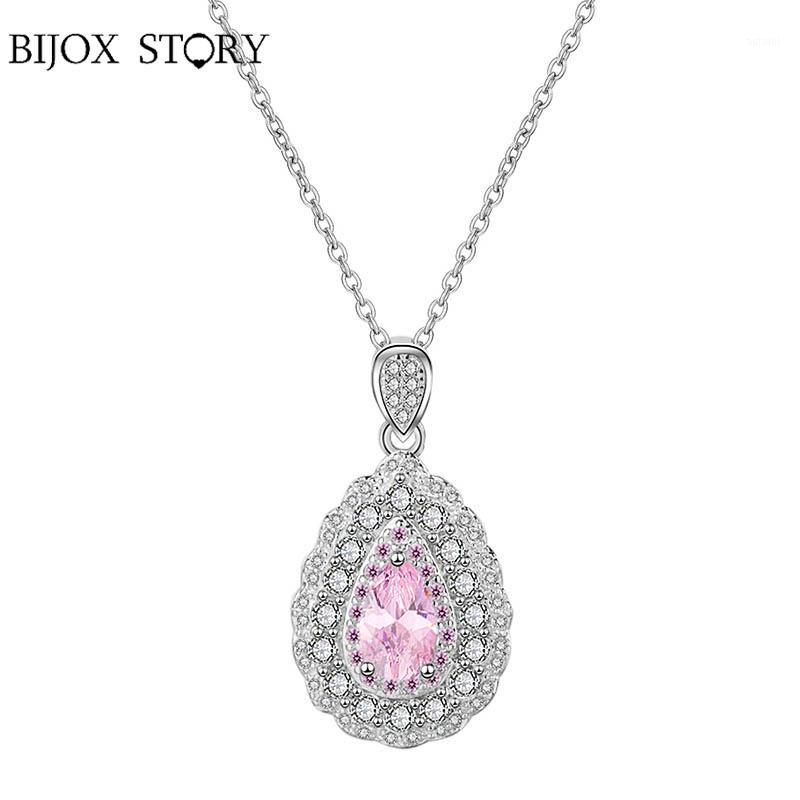 

BIJOX STORY trendy 925 Sterling silver Jewellery Necklace with water drop shape topaz Pendant for lady Wedding Engagement Party1