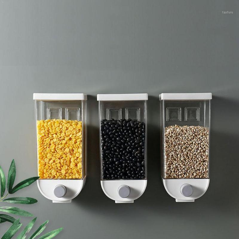 

Grain Storage Plastic Box Wall-mounted Tank Home Organizer Rice Bean Cereal Oatmeal Dispenser Container P0Q51