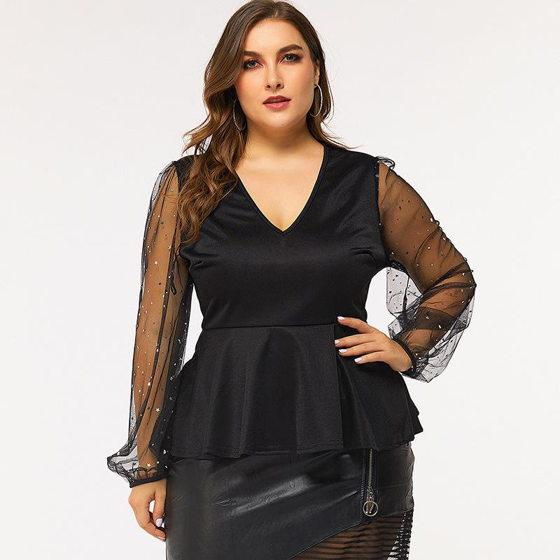 

2021 Black Woman Blouses With Ruffles 25-35 Years Office Female Long Sleeves Tops Oversized Shirts European Womenswear Vintage