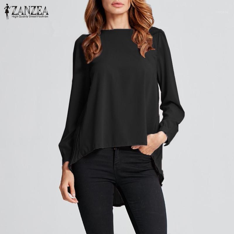 

Women' Blouses & Shirts 2022 Autumn Asymmetrical Hem Tops Women Casual Long Sleeve O Neck Blusas Femininas Office Lady Chemise1, Black