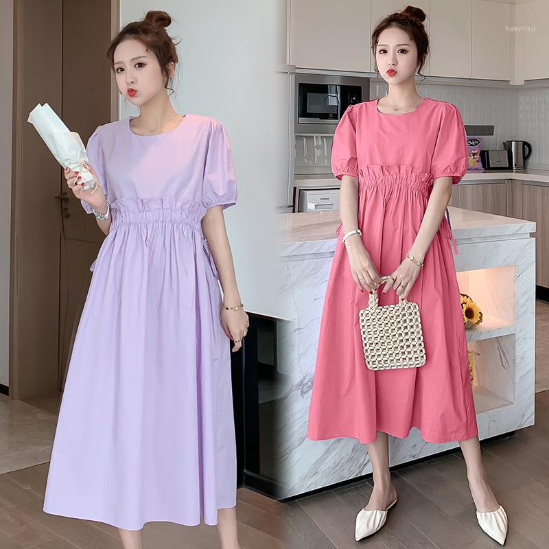 

2020 Maternity Dresses Summer Cotton Nursing Dress Solid Long Dress for Pregnant Women Breastfeeding lactation party1, Lavender