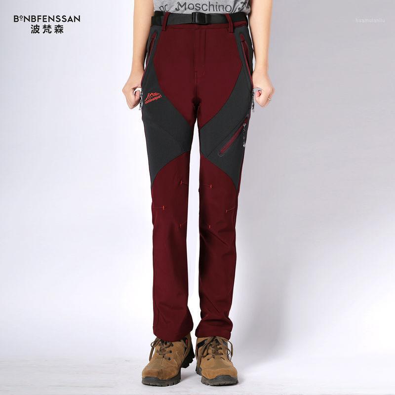 

2020 New winter Women Hiking Pants Fleece Thicken Outdoor Trousers Waterproof Windproof Thermal for Camping Ski Climbing Hiking1, Brown