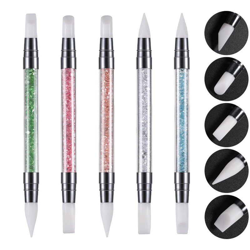 

5Pcs/set Dual Heads Nail Art Sculpture Pen Silicone Head Painting Brushes for 3D Effect Shaping Carving Manicure Dotting Brush