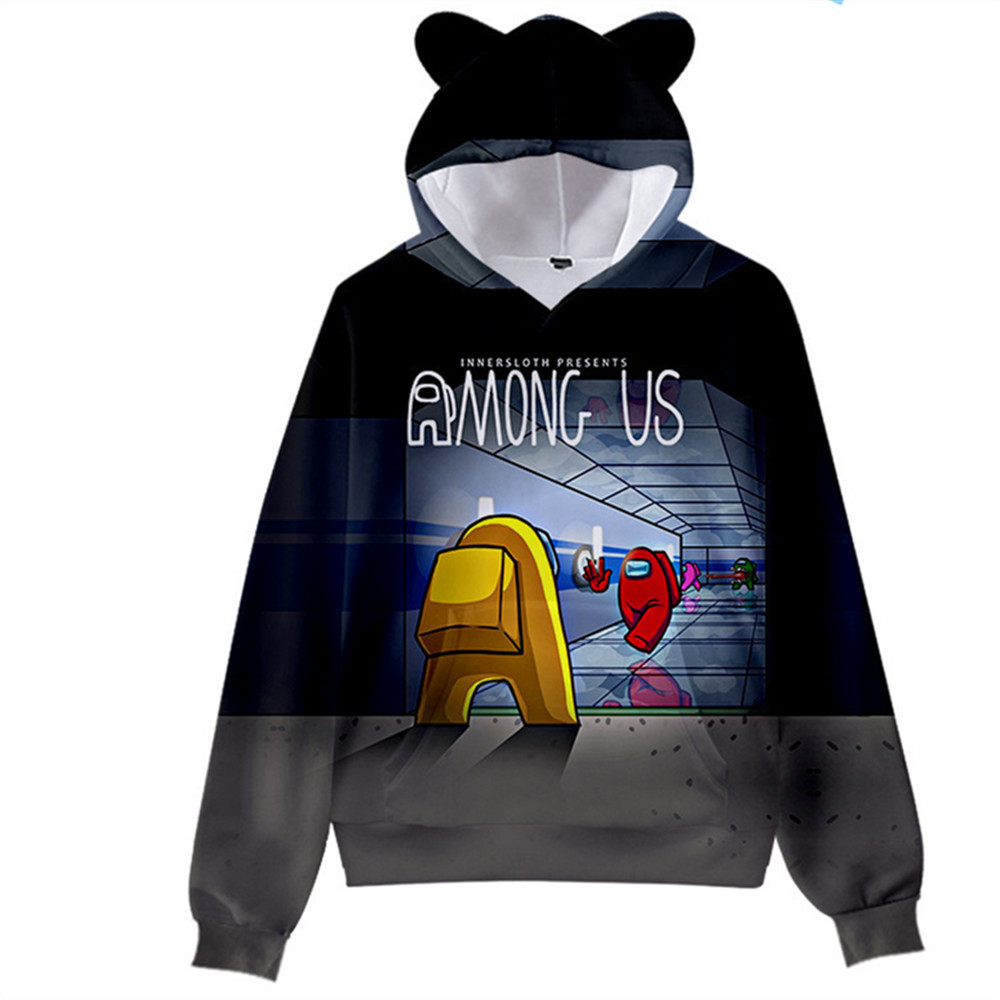 

Cartoon Hoodies Harajuku Fashion Cat Ears Cute Hoodie Boy Girl Winter Warm Thickening Pullover Game Among Us Sweatshirt, 3d