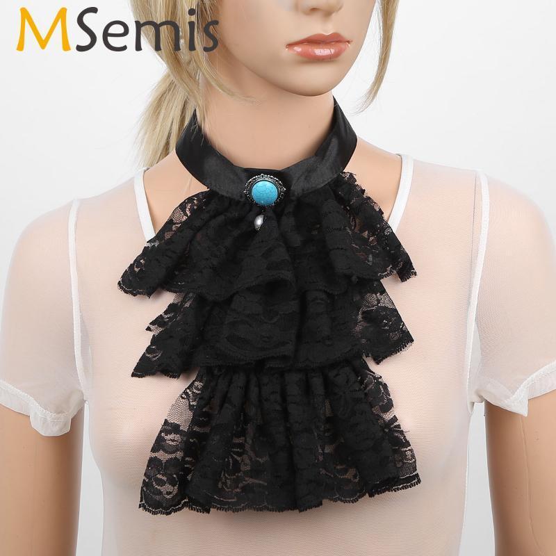 

Neck Tie Set MSemis Men Women Victorian Lace Jabot Detachabl Steampunk Wear Collar Stage Party Colonial Pirate Vampire Costume Accessory1