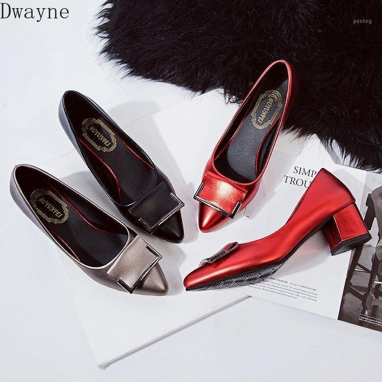 

Concise Fashion Thick with Single Shoes Sexy Pointed Square Buckle High Heels Black Work Shoes Professional Womens1, Gun color
