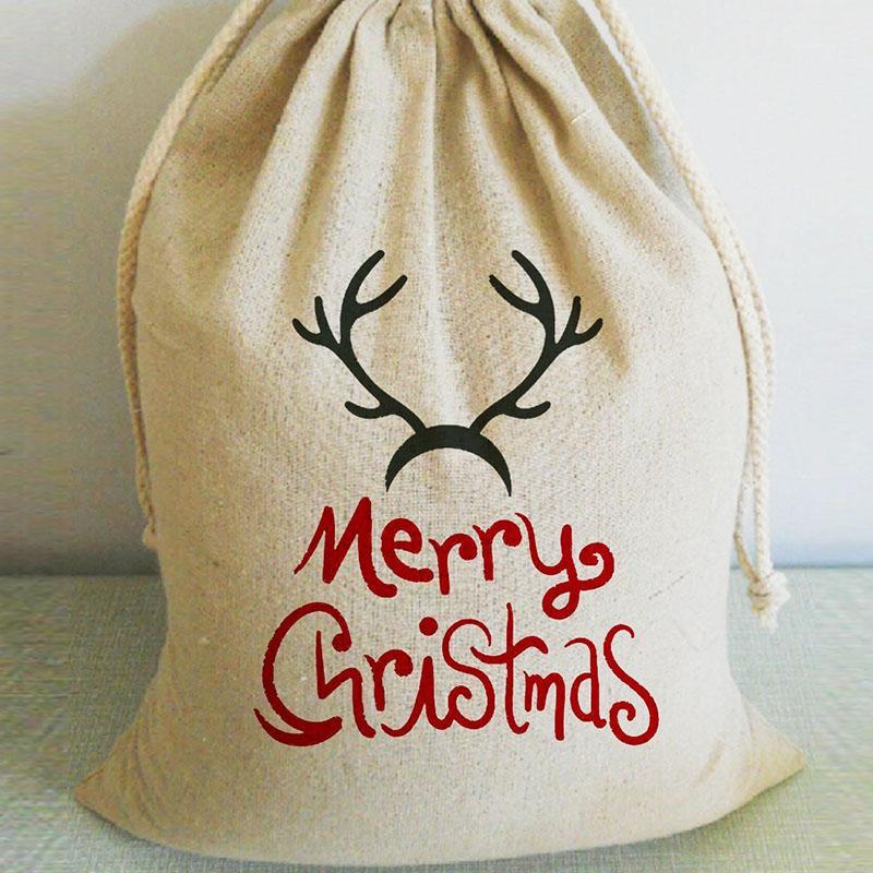 

Santa Claus Bag 4 Color Christmas Gift Bag Retro Drawstring Canvas Santa Claus Large Gift Christmas Socks1