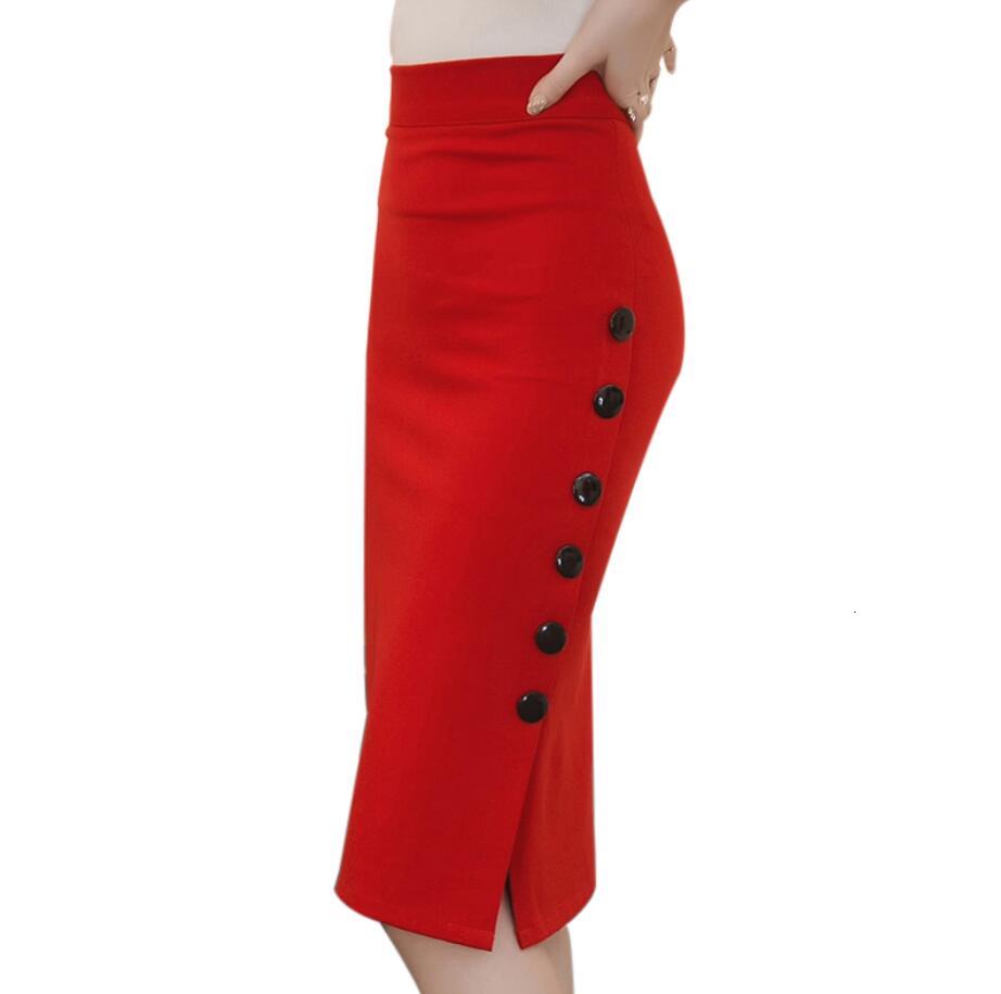 

More Female Size 5xl High Waist Pencils Fashion Sexy Open Work Split Thin Button Stylish Hip Package Ladies Skirt Q732 Fkxk, Black