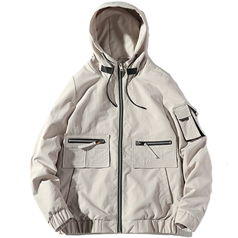 

2021 New Casual Hoodie Men Hip Hop Streetwear Harajuku Cargo Pocket Open Spring Jacket Men' Clothes Pju4 Q090, Black