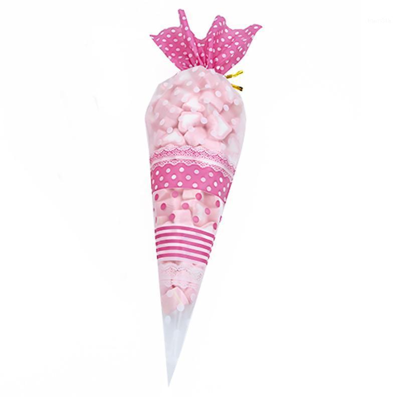 

50pcs Shopping Cute Gift Birthday Home Triangle Party Favor Candy Bag Clear Cookie Cone Kids Package Wedding Supplies1