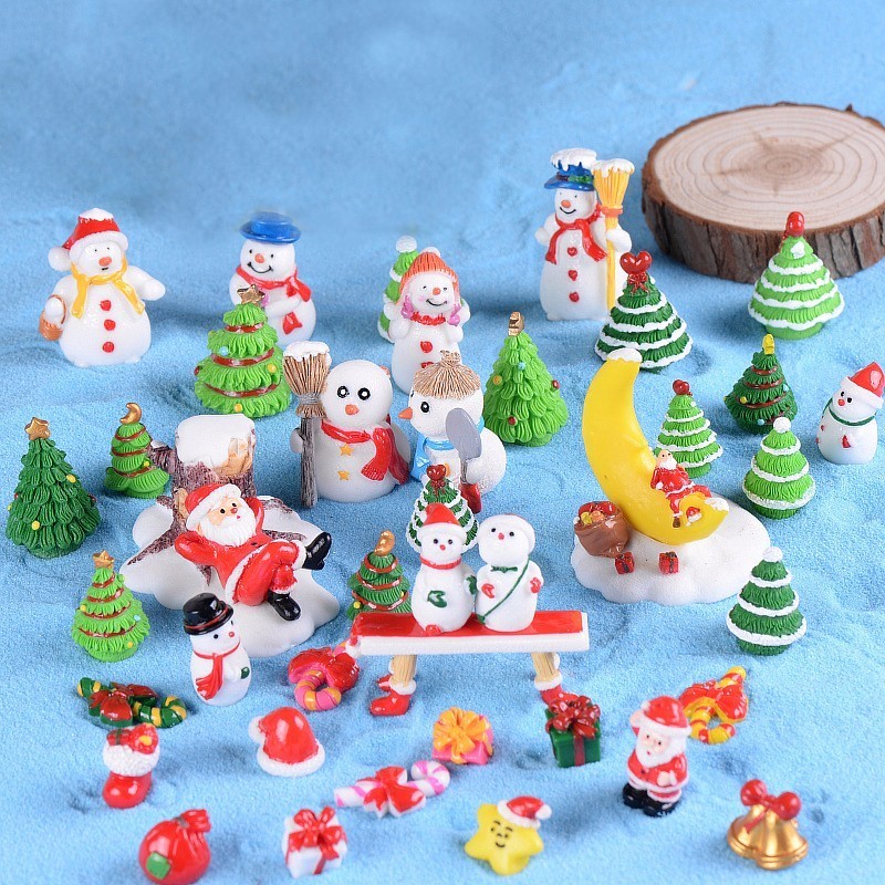 

Santa Claus Christmas Tree Snowman Gift House Miniatura Ornament Craft Decor Miniature Dollhouse Home Decoration DIY Accessories