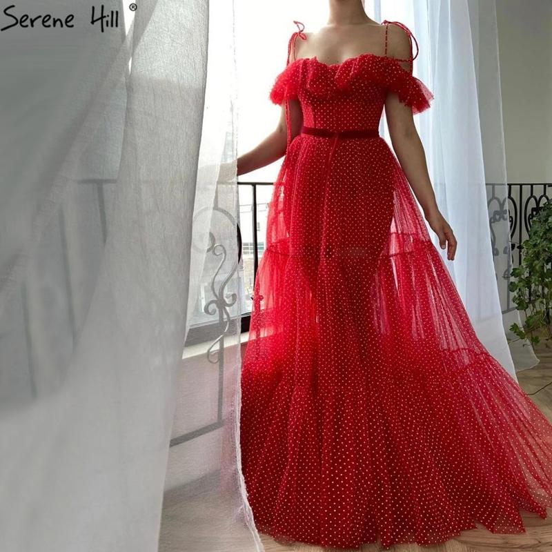 

Red Simple Small Round Pattern Prom Dresses Long A-Line Sleeveless Ankle Length Formal Dress Serene Hill 2020 BLA70520, Red ankle length