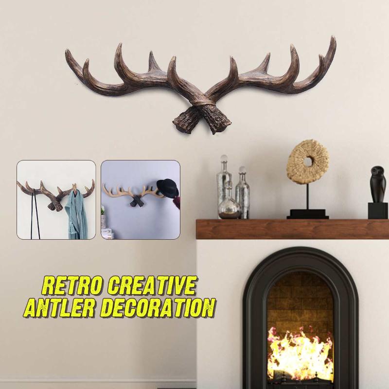 

48x17cm/30x10cm Vintage Deer Antler Wall Mounted Coat Hooks Rack Rustic Home Decor Multi-purpose Wall Hooks Coat Keys Bags Hook