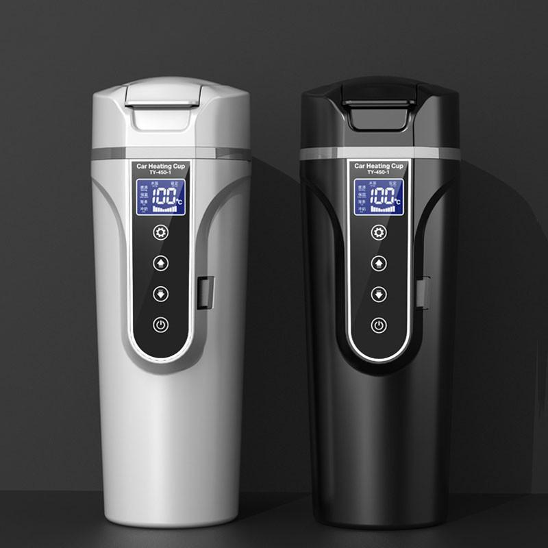 

Smart Car Electric Heating Cup for Coffee Milk 450ML Portable Auto Travelling Electric Water Kettle Cup BPA-Free LCD Display
