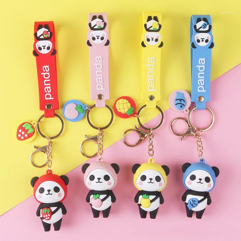 

Cute Panda Fruit Keychain Keyring For Men Women Gift Fashion Key Accessories Silicone Colorful Animal Bag Ornaments1
