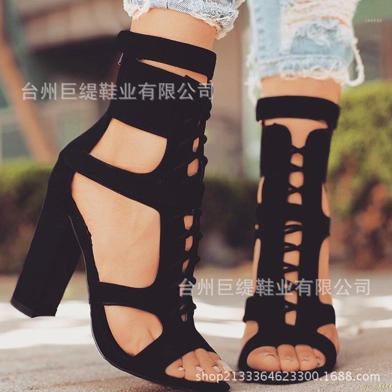 

Suede Leather Girl's Sandals Navy Heel Party High Heels Buckle Shoes Woman Khaki Sandals Ankle Strap Heels size 34-431, Beige