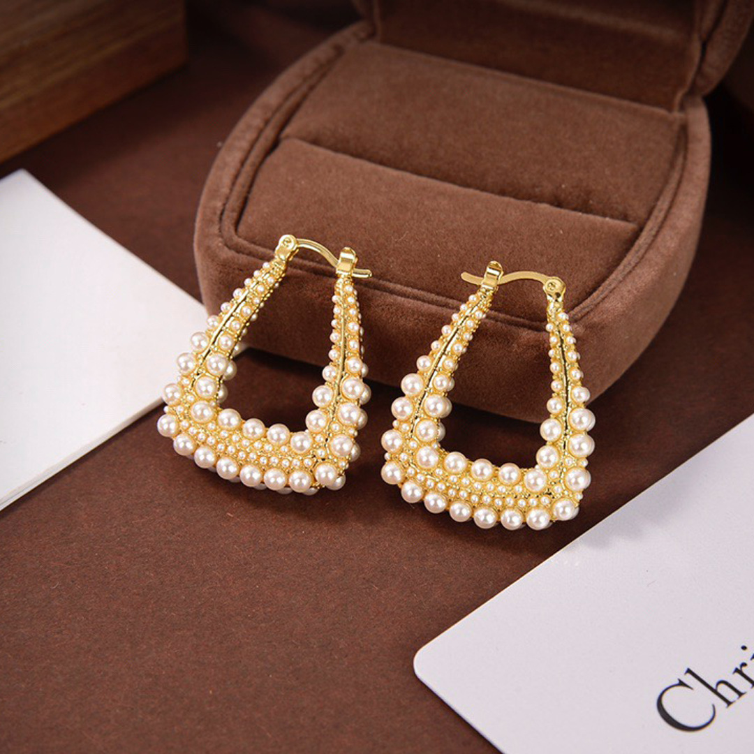 

D Home 2020 New CD pearl earrings female Dijia Internet celebrity letter pearl earrings female with box or without box