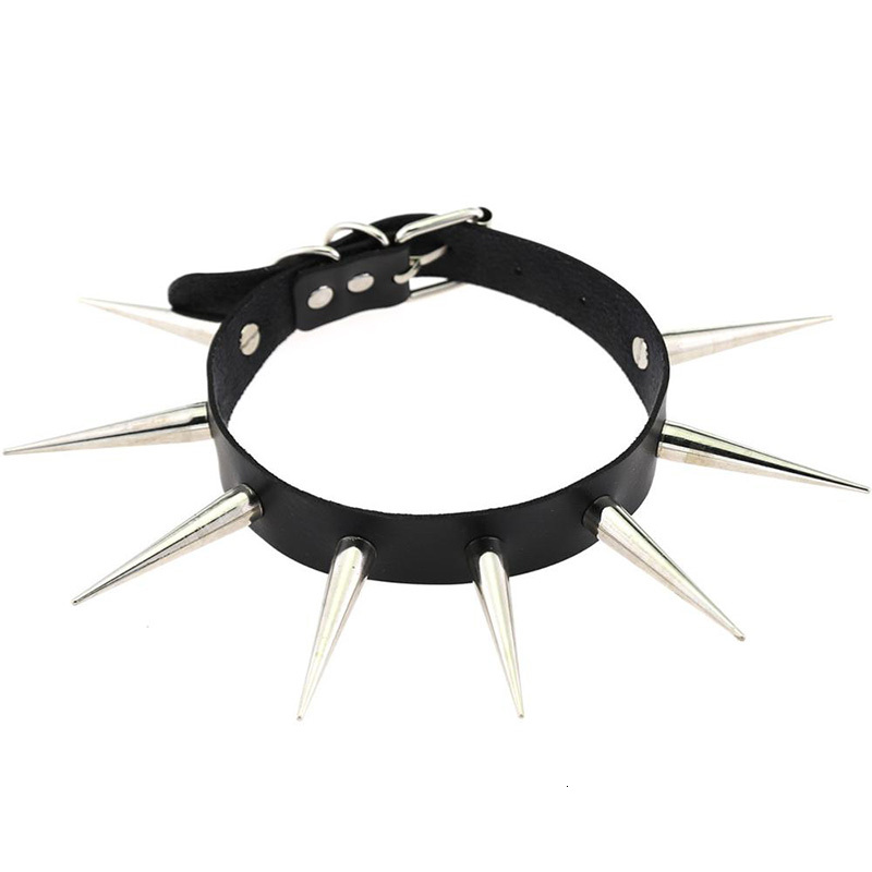 

Emo Long Spike Choker Punk Collar Women Men Rivets Studded Chocker Necklace 2020 Fashion Goth Jewelry Metal Gothic Accessories, Black