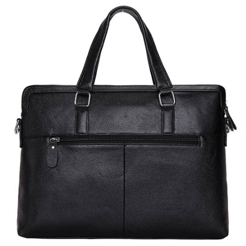 

For Men Business Fashion Soft Cowhide Shoulder Laptop Bag Men's Genuine Leather Briefcase Satchel Bags Bolsa Masculina Cartable, Black