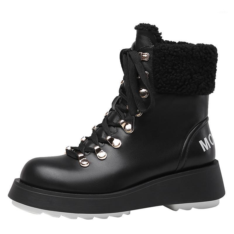 

2021 Women Winter Fur Warm Snow Boots Ladies Short Plush Ankle Boot Comfortable Shoes Casual Women Mid Boots First layer cowhide1, Apricot short plush