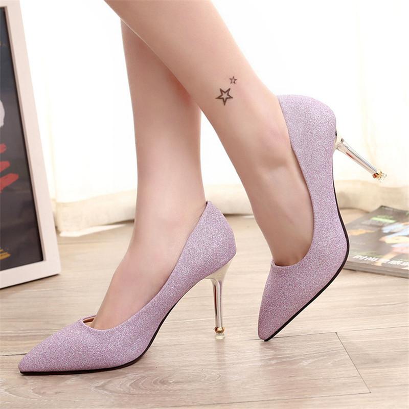 

Rimocy elegant ladies shinning glitter gold silver pumps 2021 sexy pointed toe high heels ankle strap wedding party shoes woman, Black