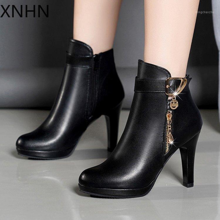 

Fashion Women Boots Autumn Ankle Boots For Women Thin Heel Zipper Casual Female Shoes Leather Botas shoes1, Black