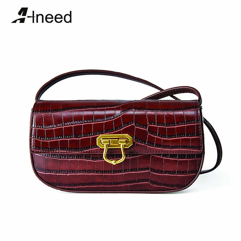 

ALNEED Fashionable Purses and Handbags Large Clutch Bag Genuine Leather Shoulder Bag Alligator Crossbody bags, Red