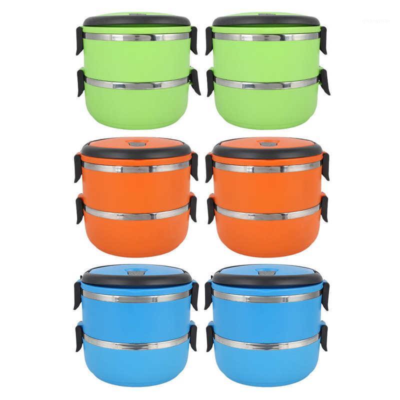 

Lunch Box Bento Box Containers 2Pcs Portable Double Layer Round Thermal Lunch Container for School Accessories1