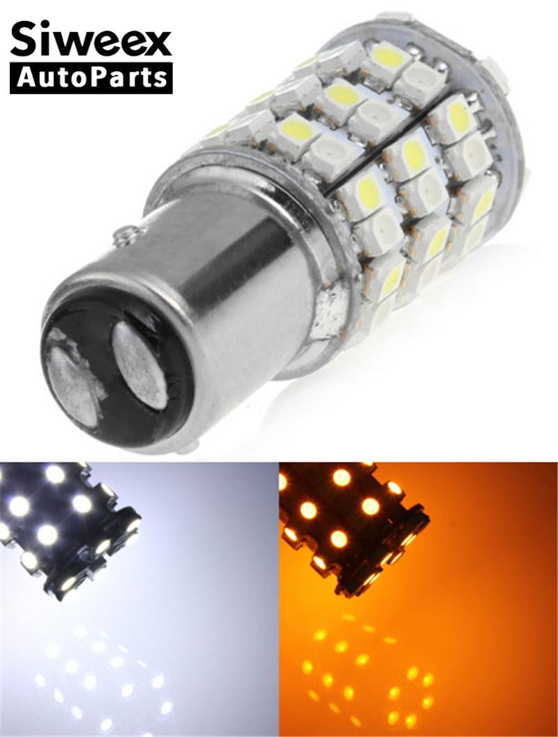 

2x 3157 7443 1157 Dual Color (Amber / White) 3528 Chip 60 SMD LED Tail Brake Stop Light Turn Signal Switchback Unique Bulbs 12V, As pic