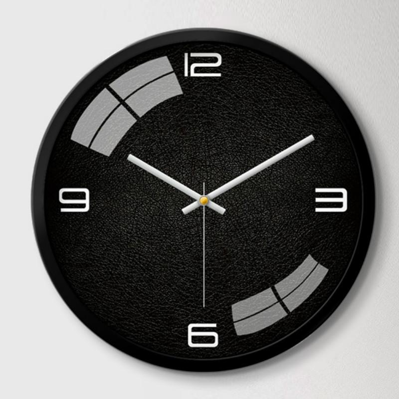 

Metal Simple Wall Clock Round Black Living Room Office Wall Watch Modern Design Bedroom Minimalist Klok Home Decoration BY50WC