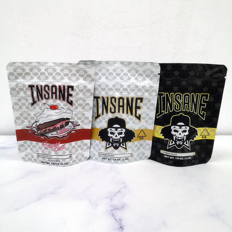 

HOT 3.5g Mylar bags INSANE BAG Smell Proof Bags Vape Packaging for Dry Herb Vaporizer mylar Zipper bag Free shipping