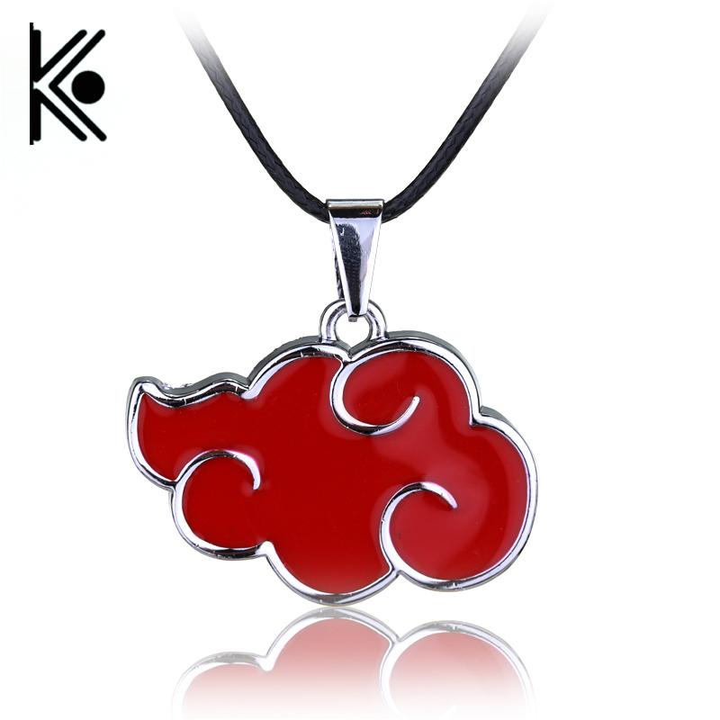 

free shipping Japanese Anime Cosplay Naruto Akatsuki organization red cloud sign metal pendant necklace Women Men Necklace