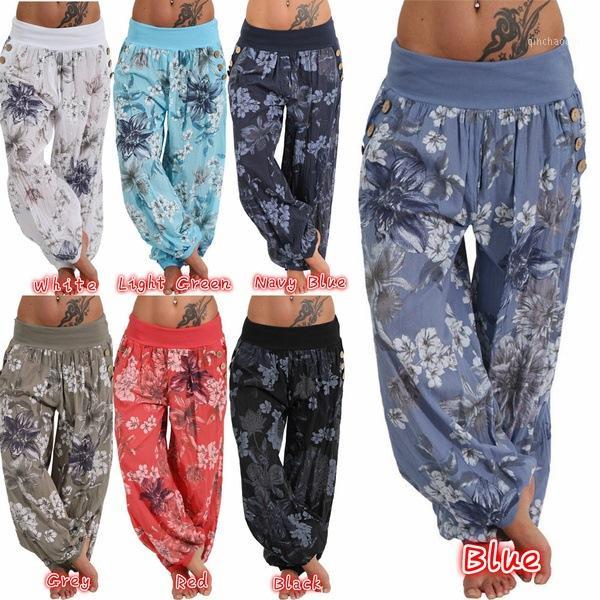 

Gym Yoga Leggings Women Sports Loose Pants Floral Printed Ladies Fitness Sports Wear Dance Trousers Female Wide Leg Pants D301, Black
