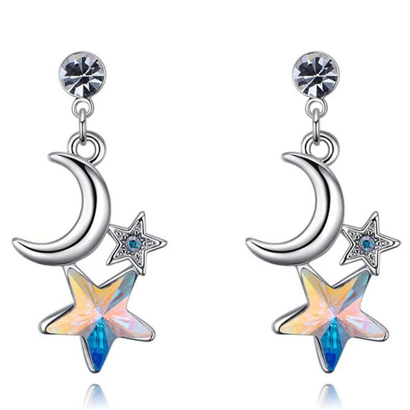 

SHDEDE Moon Star Crystals from Dangle Drop Earring Fashion Jewelry Womens Accessories Party Gift -26286