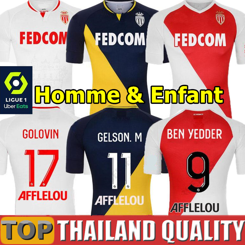 

2020 2021 Top Quality AS Monaco BEN YEDDER Soccer Jerseys JOVETIC GOLOVIN Football Shirt 20 21 maillot Flocage JORGE Men Kids Kit uniform, 2020 away + patch - men
