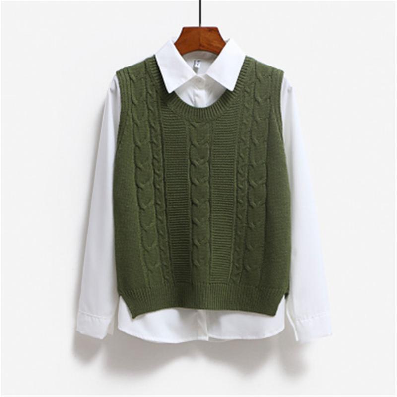 

Korean Fashion New Arrival Autumn Sleeveless Knitted Vest Women V-Neck Pullover Women Knitted Sweater Solid Casual Female Vest1, Black