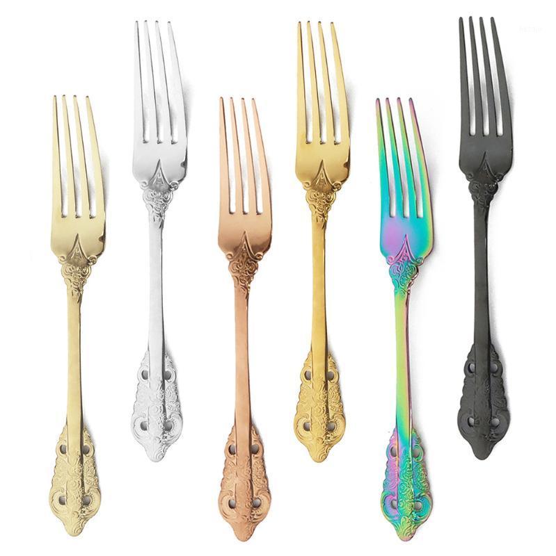 

304 Stainless Steel Dinner Fork Luxury Vintage Fork Set Western Colourful Dinnerware Kichen Accessories For Hotel Restaureant1