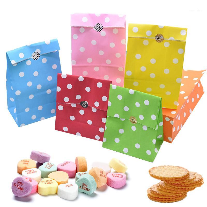 

5/10pcs Big Kraft Paper Bag Colorful Polka Dot Bags DIY New Year Christmas Party Gift Packing Bag Wedding Birtdhay Popcorn Bags1