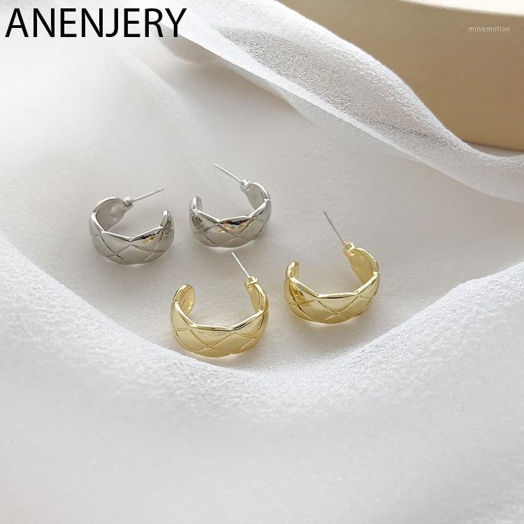 

ANENJERY Vintage Rhombus Cross Stud Earring Round Circle Geometric Ear Jewelry For Women Summer Best Gift Wholesale S-E11791
